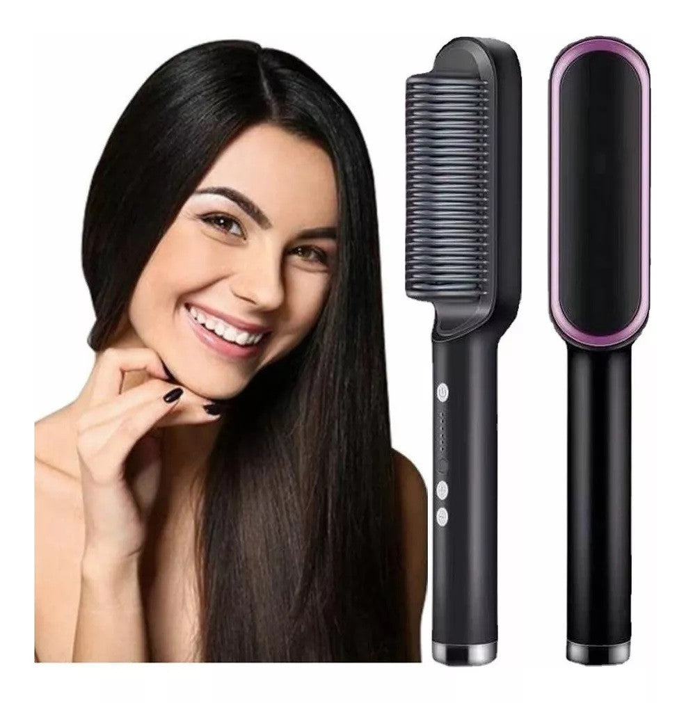 Transforma tu Cabello en Segundos: Cepillo Alisador Eléctrico Profesional 2 in 1!