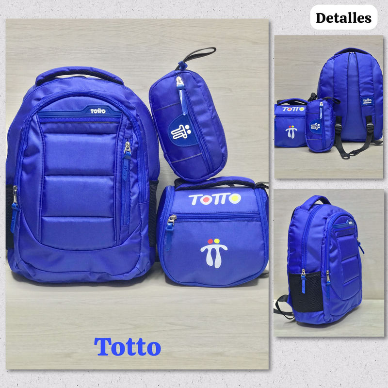 TRIPACK TOTTO® CARTUCHERA, LONCHERA Y MORRAL METALIZADO ✅🔥