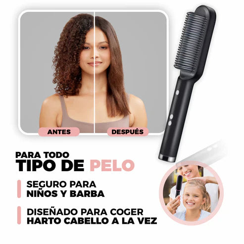 Transforma tu Cabello en Segundos: Cepillo Alisador Eléctrico Profesional 2 in 1!