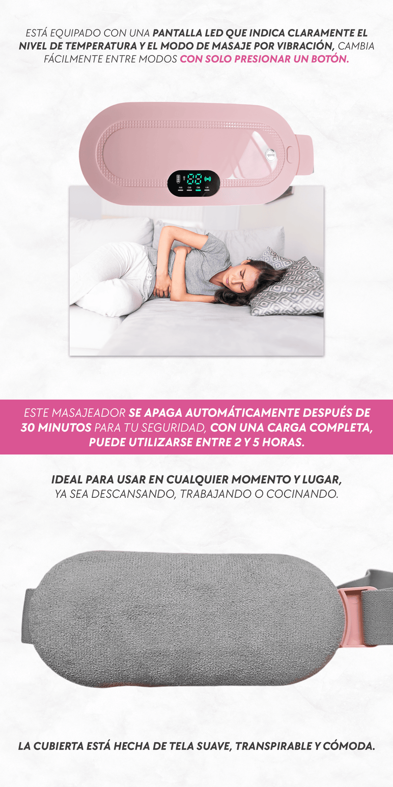 MASAJEADOR TERMICO ALIVIA COLICOS CÓLICA COMFORT 🔥